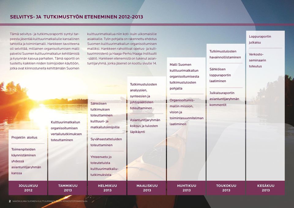 Tämä raportti on tuotettu kaikkien niiden toimijoiden käyttöön, jotka ovat kiinnostuneita kehittämään Suomen Projektin aloitus Toimenpiteiden Kulttuurimatkailun organisoitumisen vertailututkimuksen