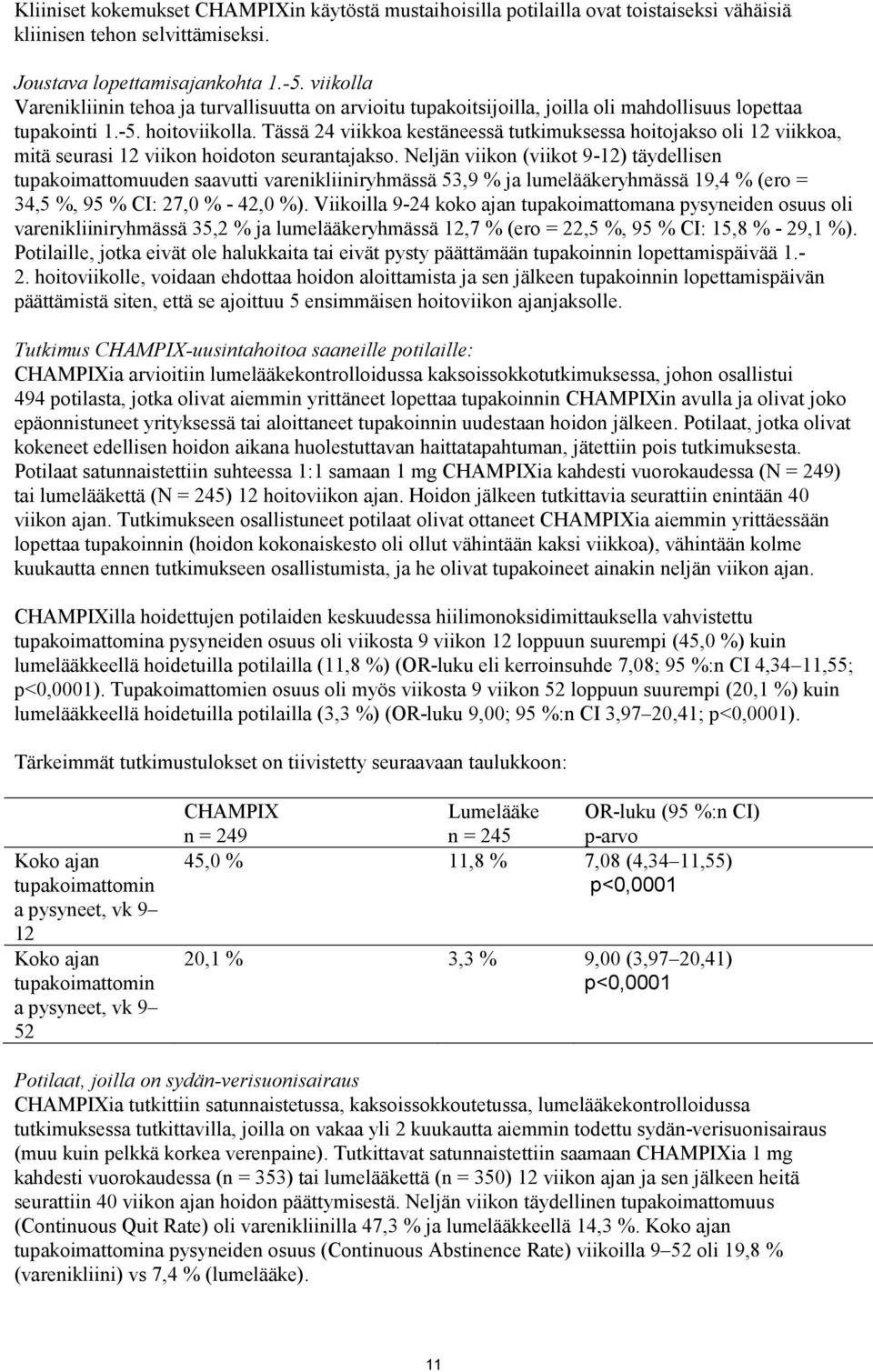 Tässä 24 viikkoa kestäneessä tutkimuksessa hoitojakso oli 12 viikkoa, mitä seurasi 12 viikon hoidoton seurantajakso.