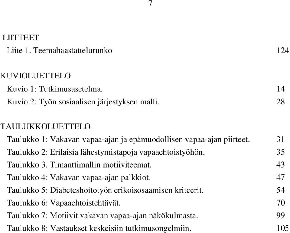 31 Taulukko 2: Erilaisia lähestymistapoja vapaaehtoistyöhön. 35 Taulukko 3. Timanttimallin motiiviteemat.