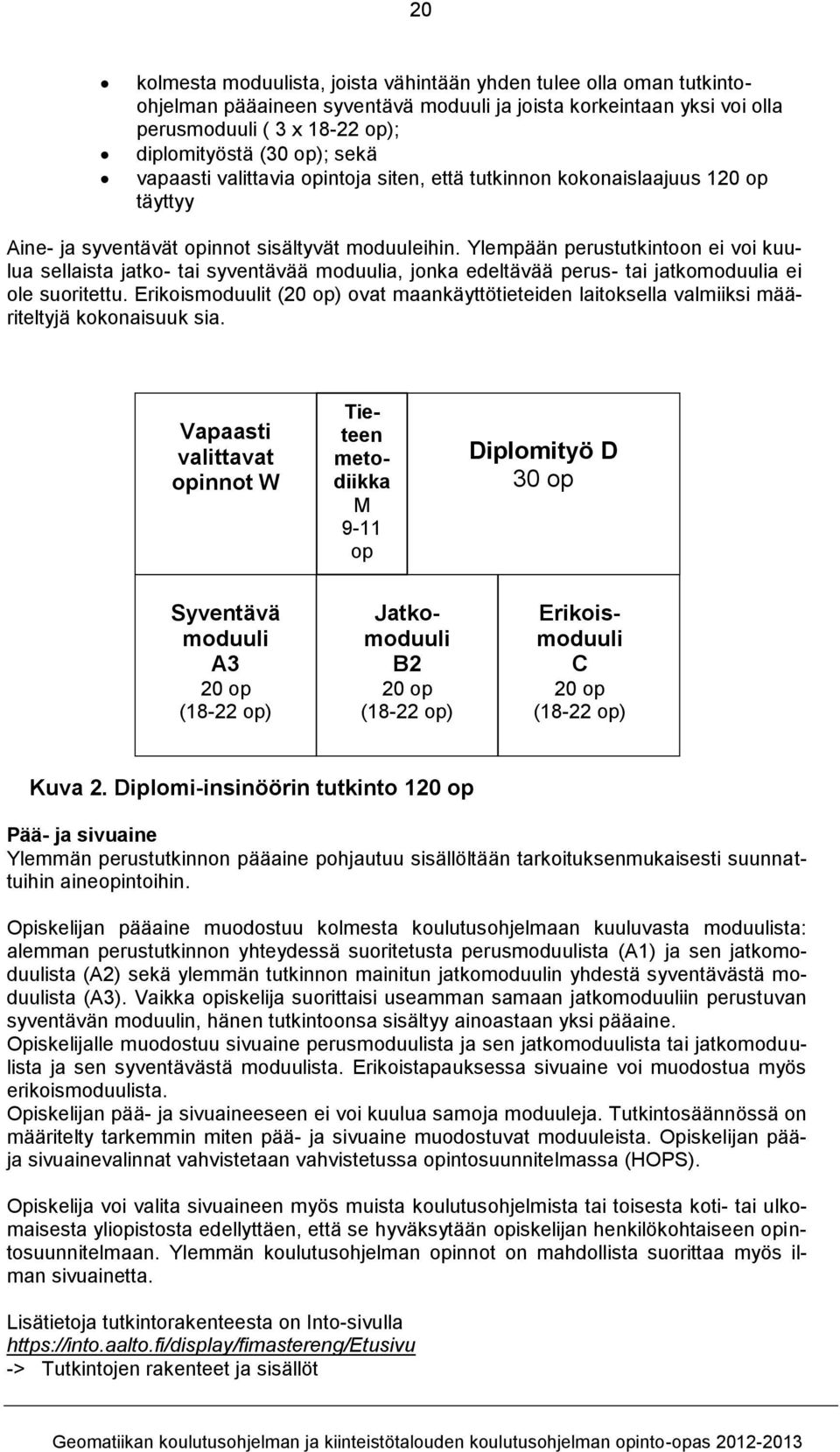 Ylempään perustutkintoon ei voi kuulua sellaista jatko- tai syventävää moduulia, jonka edeltävää perus- tai jatkomoduulia ei ole suoritettu.