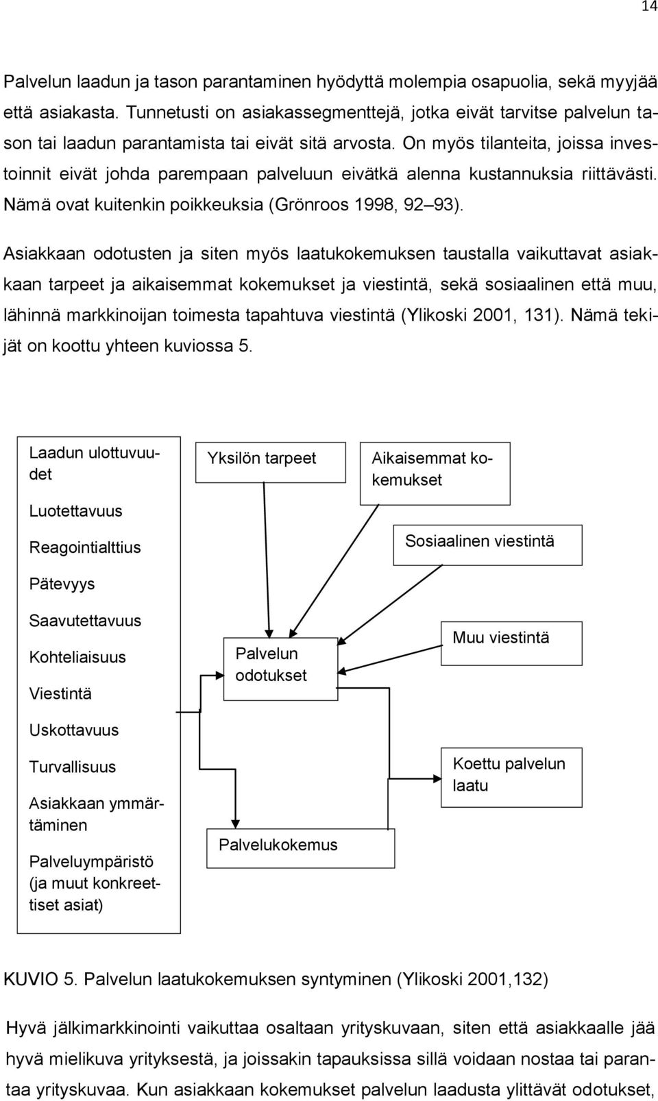 On myös tilanteita, joissa investoinnit eivät johda parempaan palveluun eivätkä alenna kustannuksia riittävästi. Nämä ovat kuitenkin poikkeuksia (Grönroos 1998, 92 93).