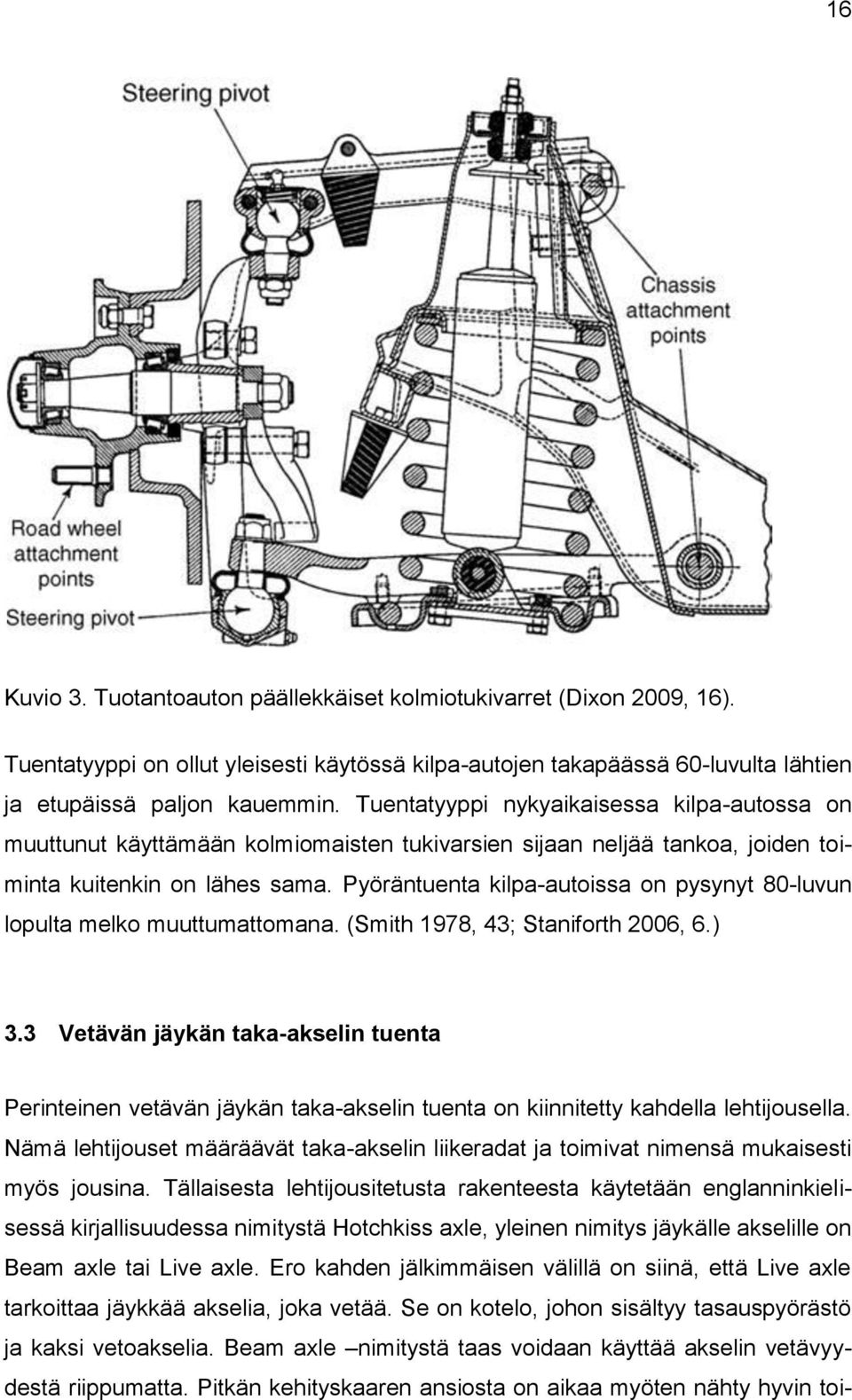 Pyöräntuenta kilpa-autoissa on pysynyt 80-luvun lopulta melko muuttumattomana. (Smith 1978, 43; Staniforth 2006, 6.) 3.