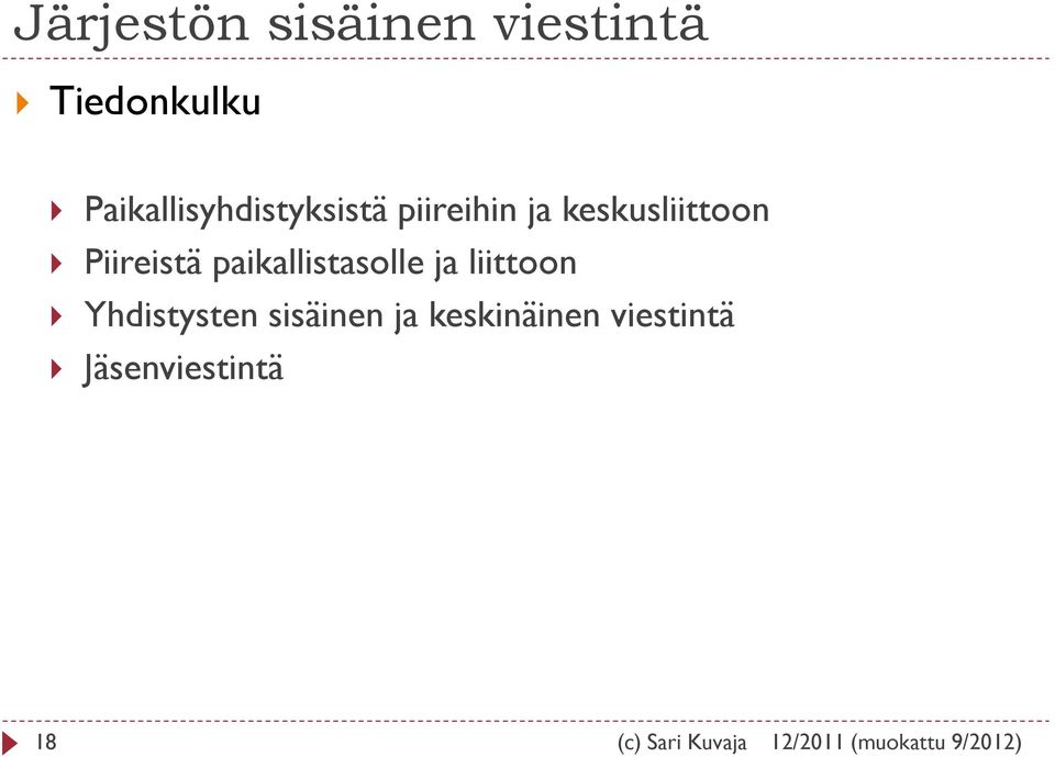 keskusliittoon Piireistä paikallistasolle ja