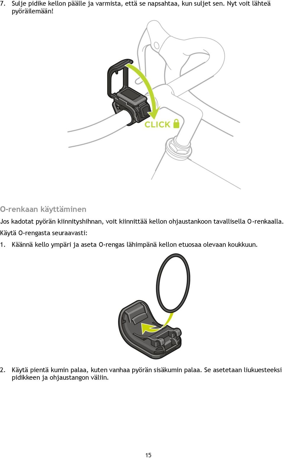 O-renkaalla. Käytä O-rengasta seuraavasti: 1.