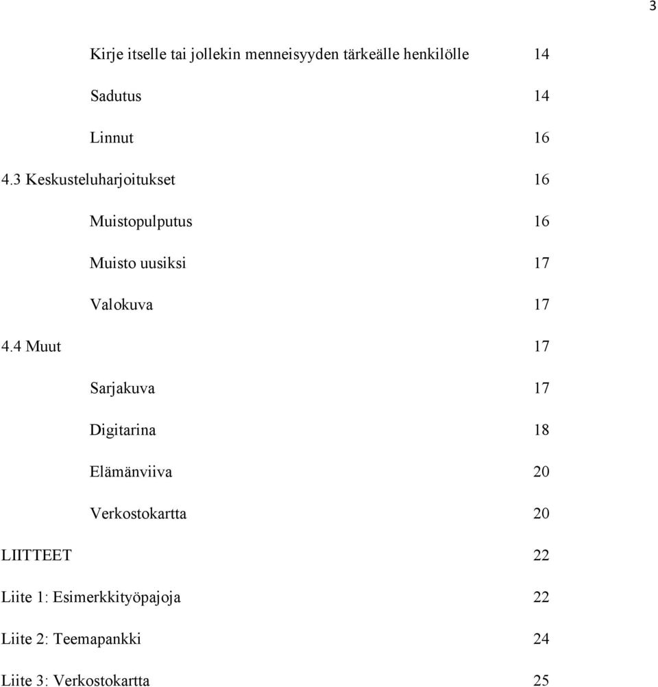 3 Keskusteluharjoitukset 16 Muistopulputus 16 Muisto uusiksi 17 Valokuva 17 4.