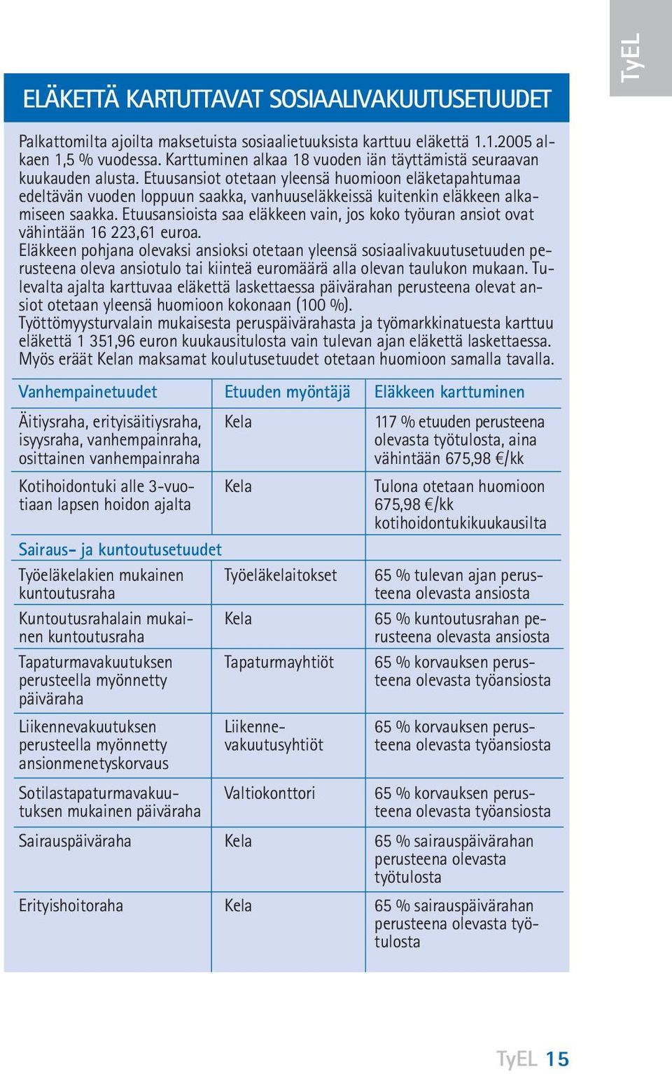 Etuusansiot otetaan yleensä huomioon eläketapahtumaa edeltävän vuoden loppuun saakka, vanhuuseläkkeissä kuitenkin eläkkeen alkamiseen saakka.