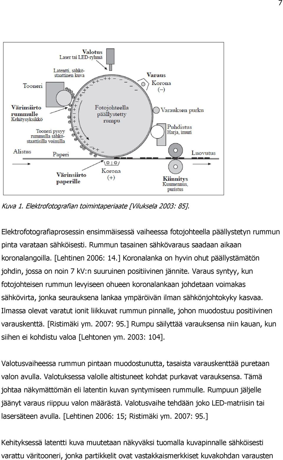 Varaus syntyy, kun fotojohteisen rummun levyiseen ohueen koronalankaan johdetaan voimakas sähkövirta, jonka seurauksena lankaa ympäröivän ilman sähkönjohtokyky kasvaa.