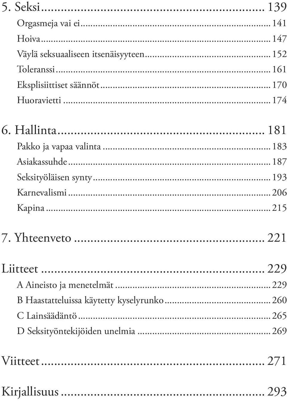 ..187 Seksityöläisen synty...193 Karnevalismi...206 Kapina...215 7. Yhteenveto... 221 Liitteet.