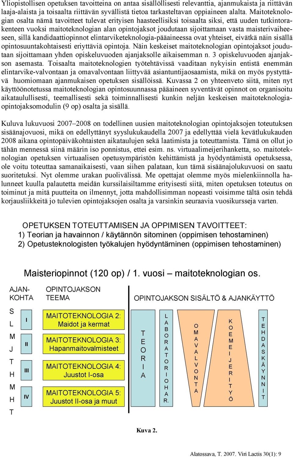 maisterivaiheeseen, sillä kandidaattiopinnot elintarviketeknologia pääaineessa ovat yhteiset, eivätkä näin sisällä opintosuuntakohtaisesti eriyttäviä opintoja.