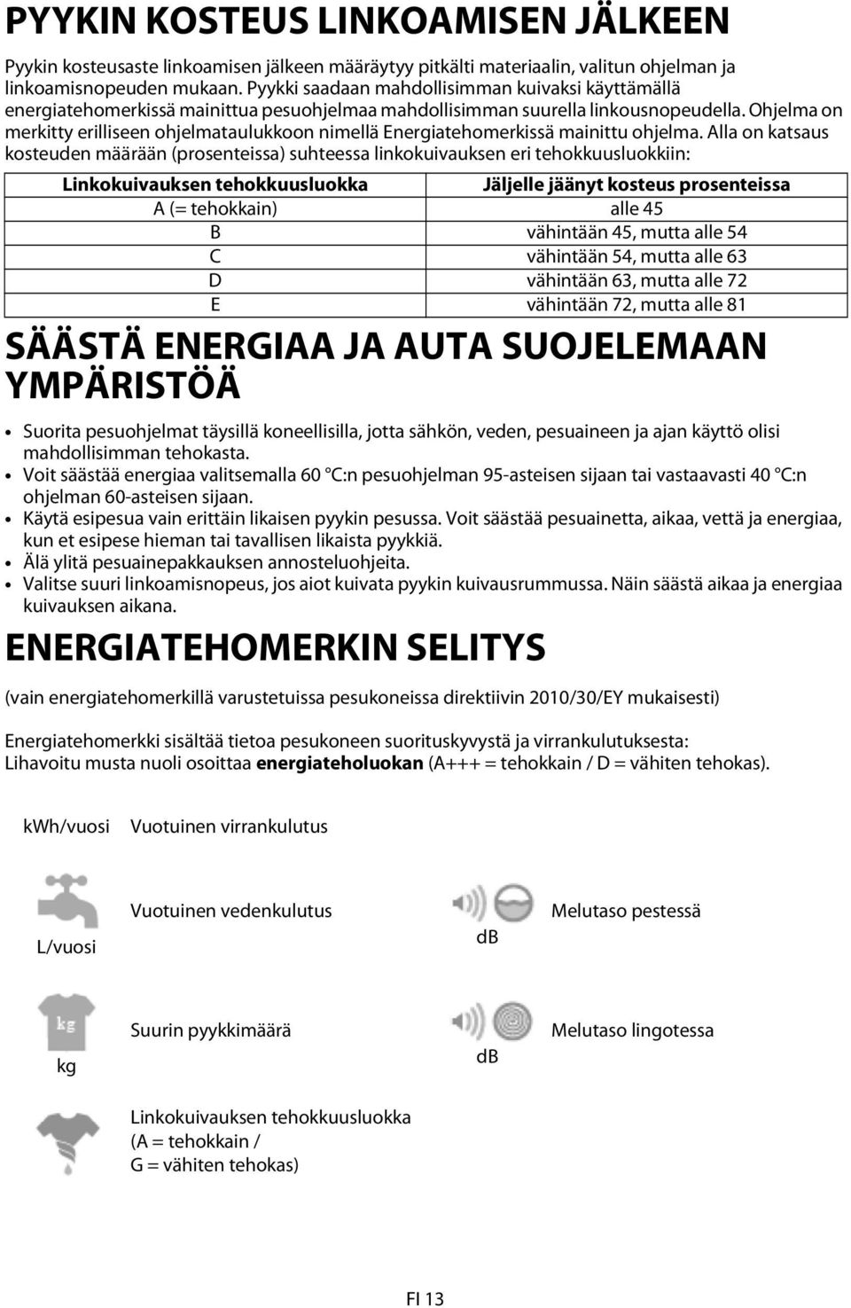 Ohjelma on merkitty erilliseen ohjelmataulukkoon nimellä Energiatehomerkissä mainittu ohjelma.