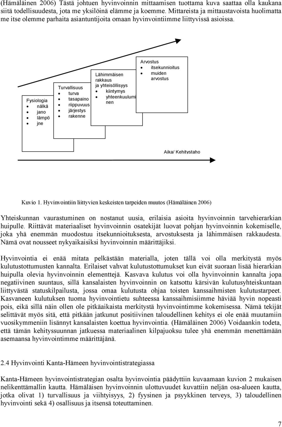 Fysiologia N nälkä N jano N lämpö N jne Turvallisuus N turva N tasapaino N riippuvuus N järjestys N rakenne Lähimmäisen rakkaus ja yhteisöllisyys N kiintymys N yhteenkuulumi nen Arvostus N