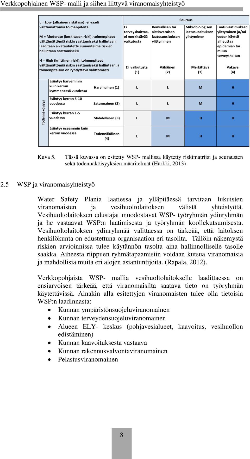 Vesihuoltolaitoksen edustajat muodostavat WSP- työryhmän ydinryhmän ja he vastaavat WSP:n laatimisesta ja työryhmän koollekutsumisesta.