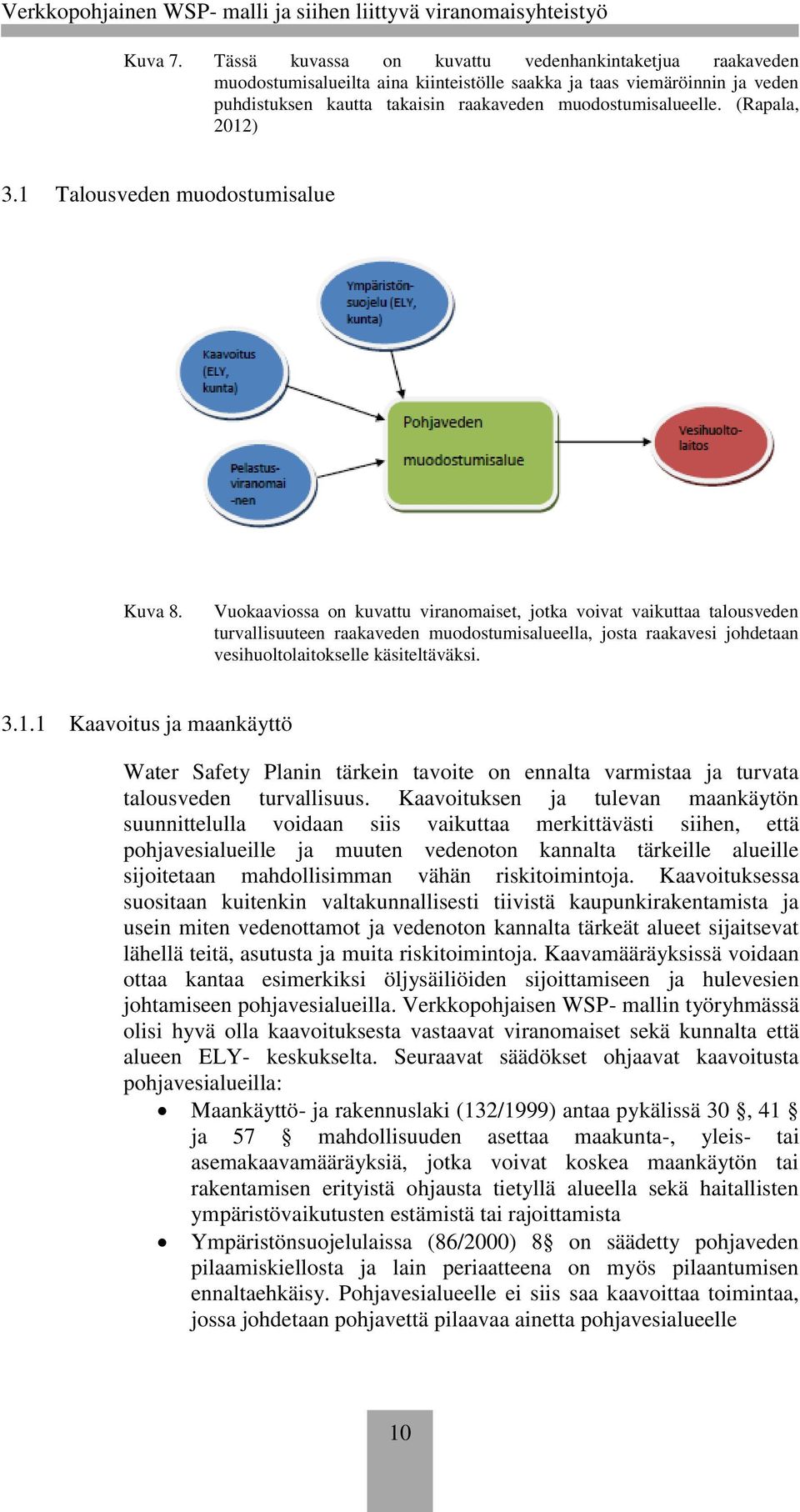 Vuokaaviossa on kuvattu viranomaiset, jotka voivat vaikuttaa talousveden turvallisuuteen raakaveden muodostumisalueella, josta raakavesi johdetaan vesihuoltolaitokselle käsiteltäväksi. 3.1.