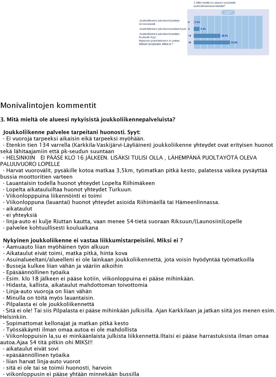 LISÄKSI TULISI OLLA, LÄHEMPÄNÄ PUOLTAYÖTÄ OLEVA PALUUVUORO LOPELLE - Harvat vuorovälit, pysäkille kotoa matkaa 3,5km, työmatkan pitkä kesto, palatessa vaikea pysäyttää bussia moottoritien varteen -