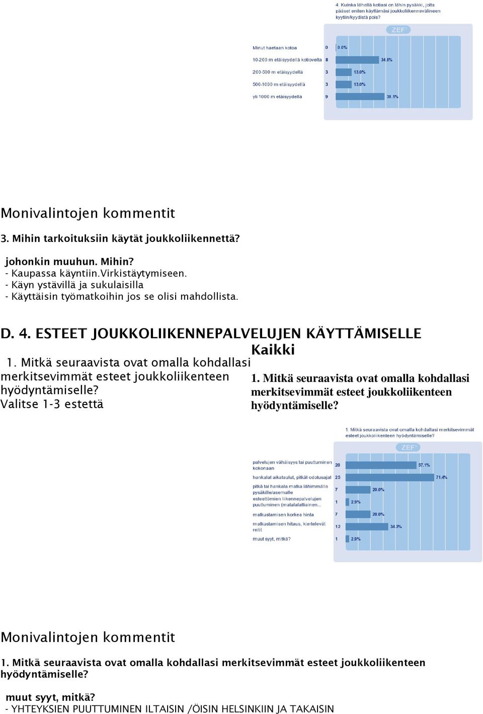 Mitkä seuraavista ovat omalla kohdallasi merkitsevimmät esteet joukkoliikenteen 1. Mitkä seuraavista ovat omalla kohdallasi hyödyntämiselle?