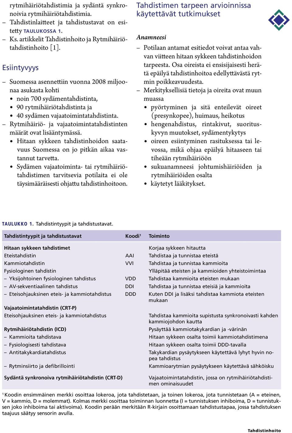 Rytmihäiriö- ja vajaatoimintatahdistinten määrät ovat lisääntymässä. Hitaan sykkeen tahdistinhoidon saatavuus Suomessa on jo pitkän aikaa vastannut tarvetta.