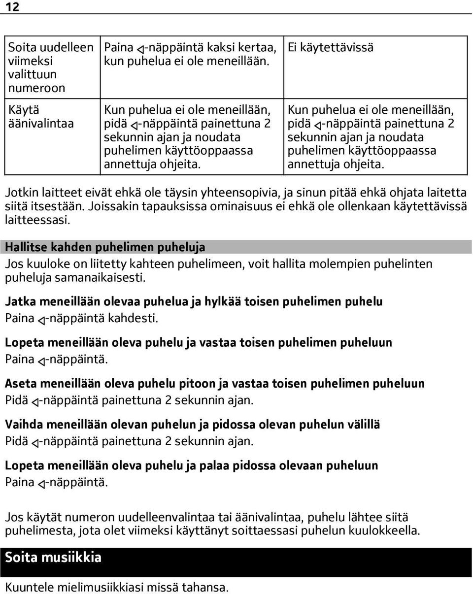 Ei käytettävissä  Jotkin laitteet eivät ehkä ole täysin yhteensopivia, ja sinun pitää ehkä ohjata laitetta siitä itsestään.