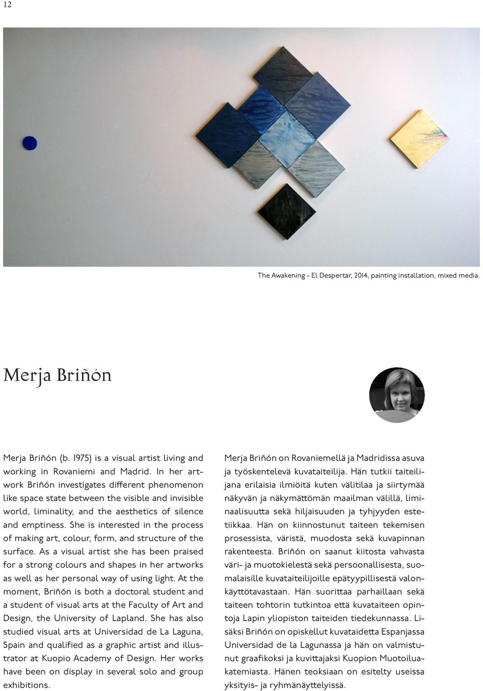 She is interested in the process of making art, colour, form, and structure of the surface.