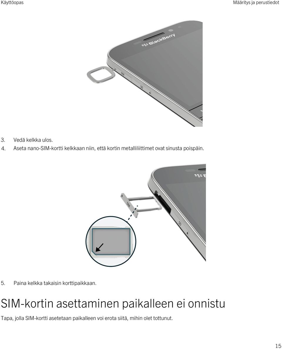 sinusta poispäin. 5. Paina kelkka takaisin korttipaikkaan.