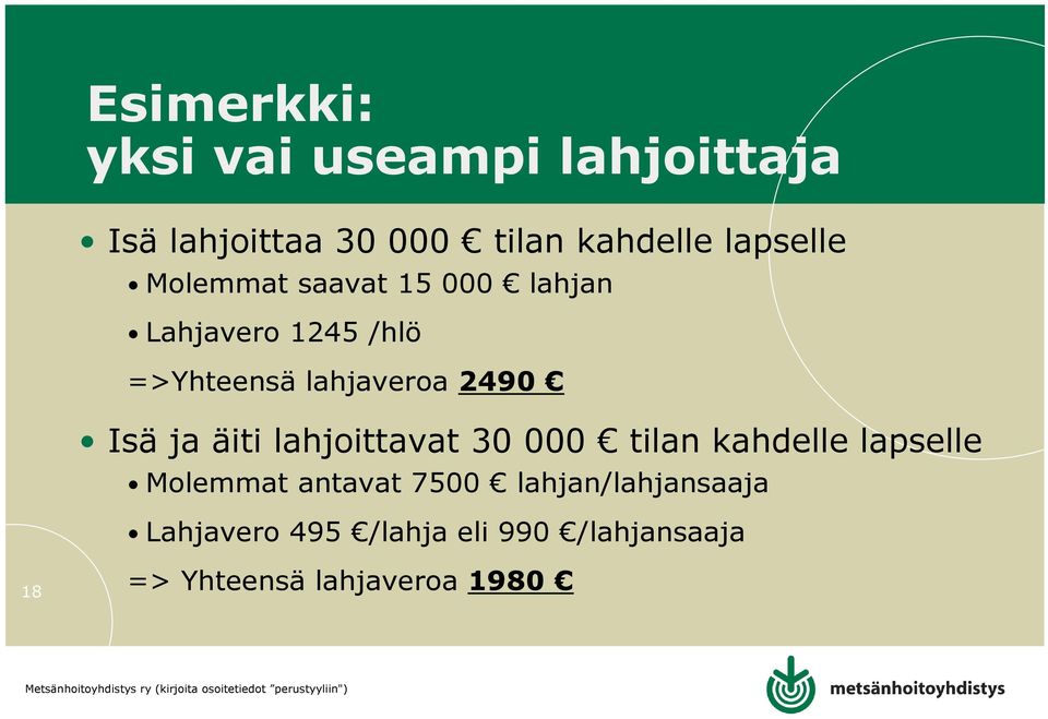 2490 Isä ja äiti lahjoittavat 30 000 tilan kahdelle lapselle Molemmat antavat 7500