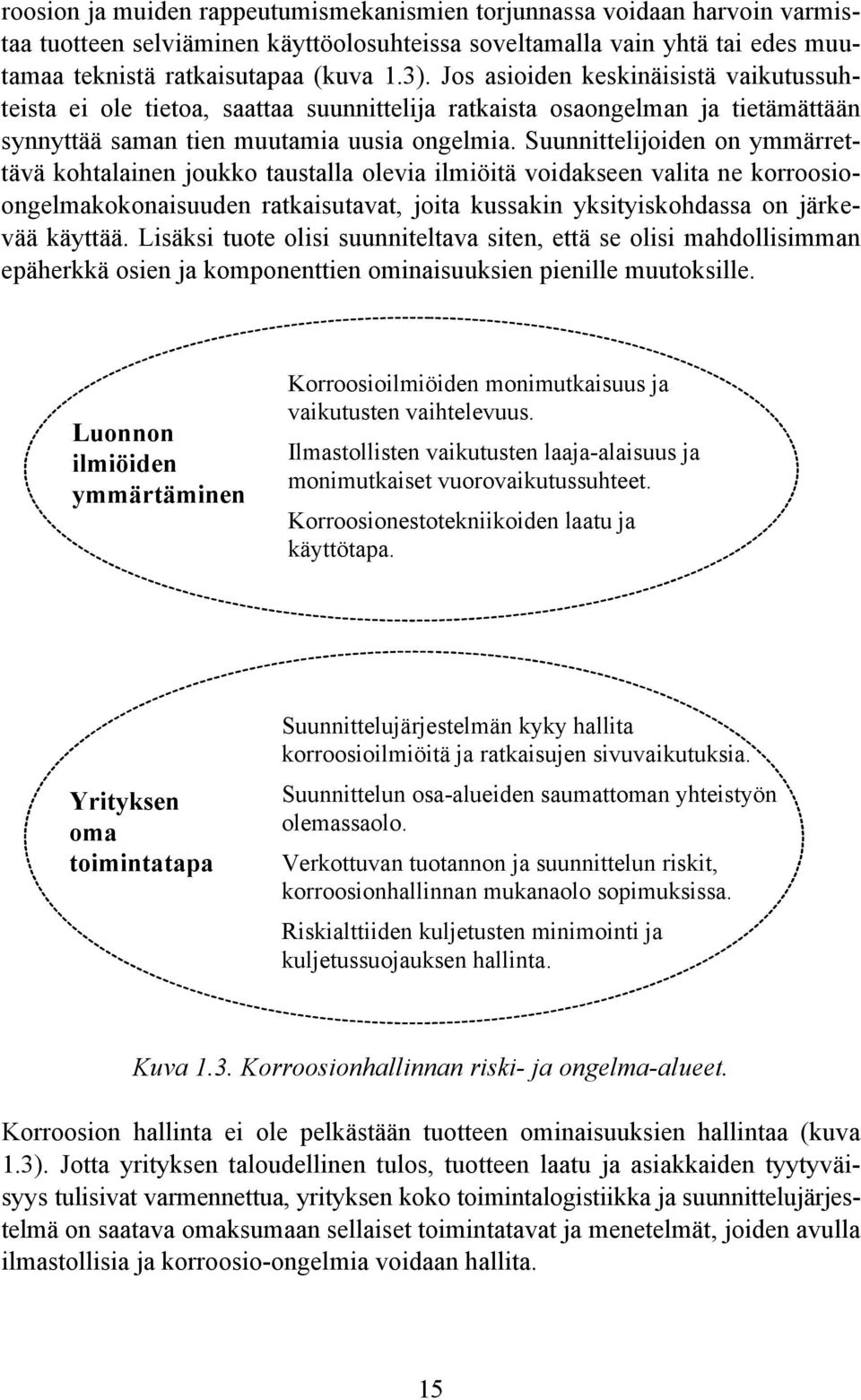 Suunnittelijoiden on ymmärrettävä kohtalainen joukko taustalla olevia ilmiöitä voidakseen valita ne korroosioongelmakokonaisuuden ratkaisutavat, joita kussakin yksityiskohdassa on järkevää käyttää.