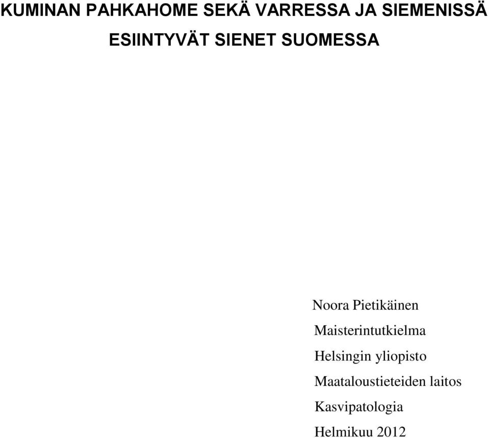 Maisterintutkielma Helsingin yliopisto