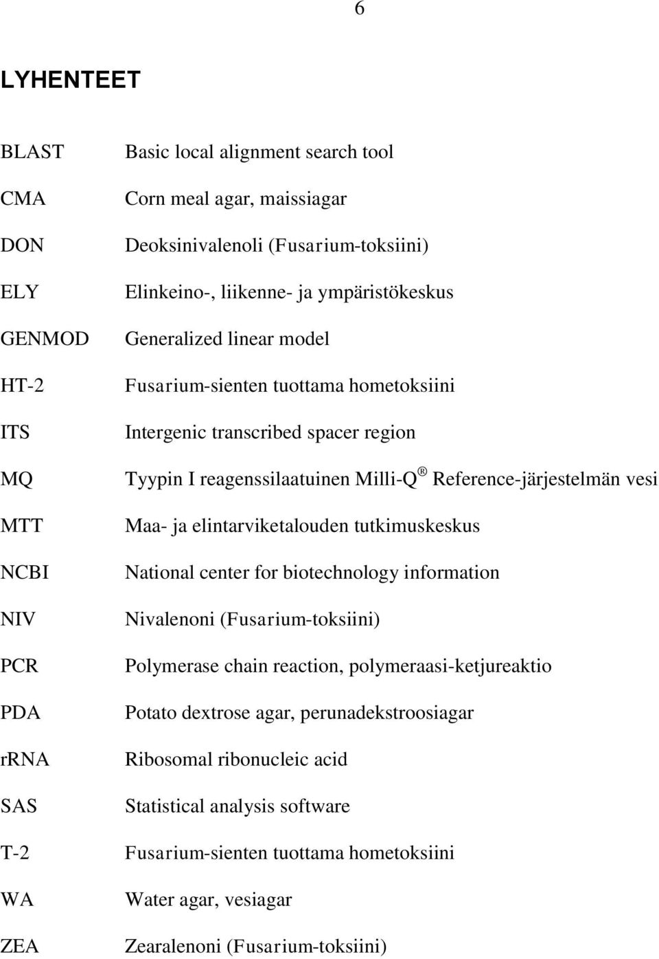 vesi Maa- ja elintarviketalouden tutkimuskeskus National center for biotechnology information Nivalenoni (Fusarium-toksiini) Polymerase chain reaction, polymeraasi-ketjureaktio Potato