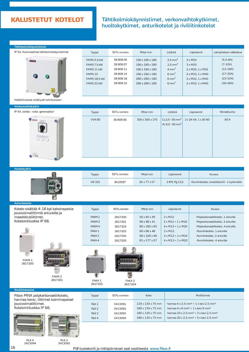 1 4 2 2 x M25, 1 x M32 (12-18A) FAMS 15 38 8 15 190 x 190 x 1 6 2 2 x M32, 1 x M40 (17-25A) FAMS 18,5 kw 38 8 18 2 x 2 x 1 6 2 2 x M32, 1 x M40 (23-32A) FAMS 22 kw 38 8 22 2 x 2 x 1 6 2 2 x M32, 1 x