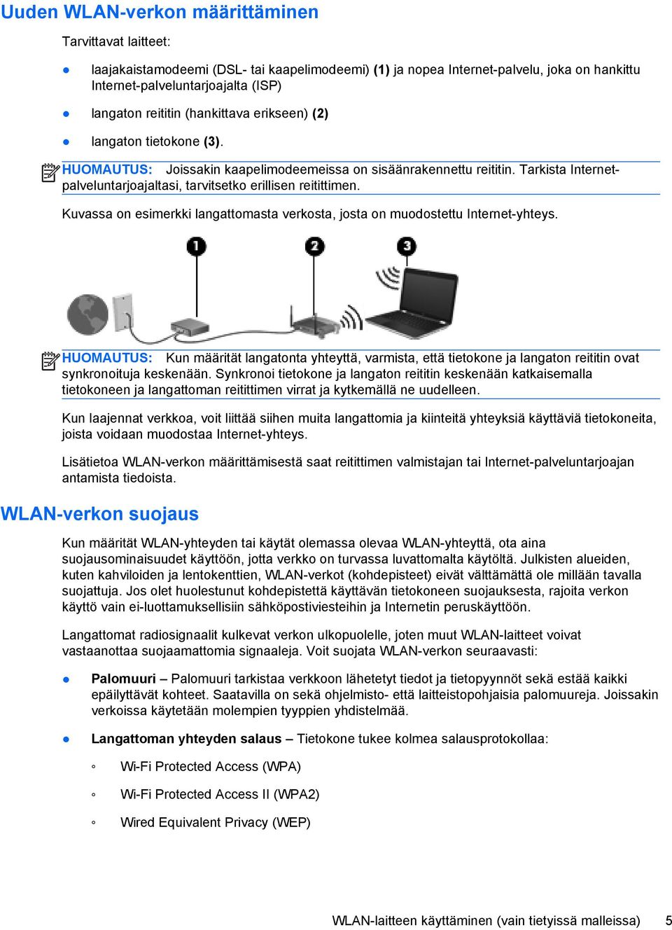 Kuvassa on esimerkki langattomasta verkosta, josta on muodostettu Internet-yhteys.
