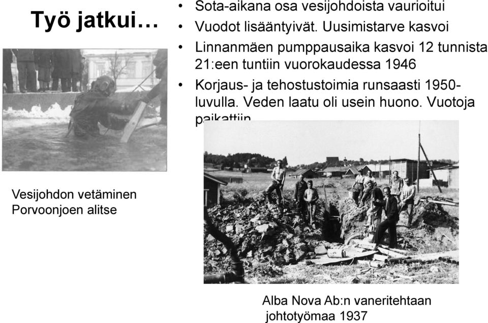 vuorokaudessa 1946 Korjaus- ja tehostustoimia runsaasti 1950- luvulla.