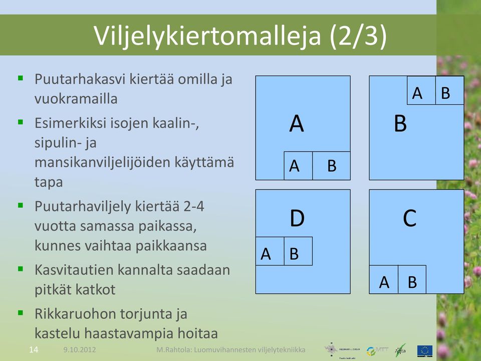 Puutarhaviljely kiertää 2-4 vuotta samassa paikassa, kunnes vaihtaa paikkaansa