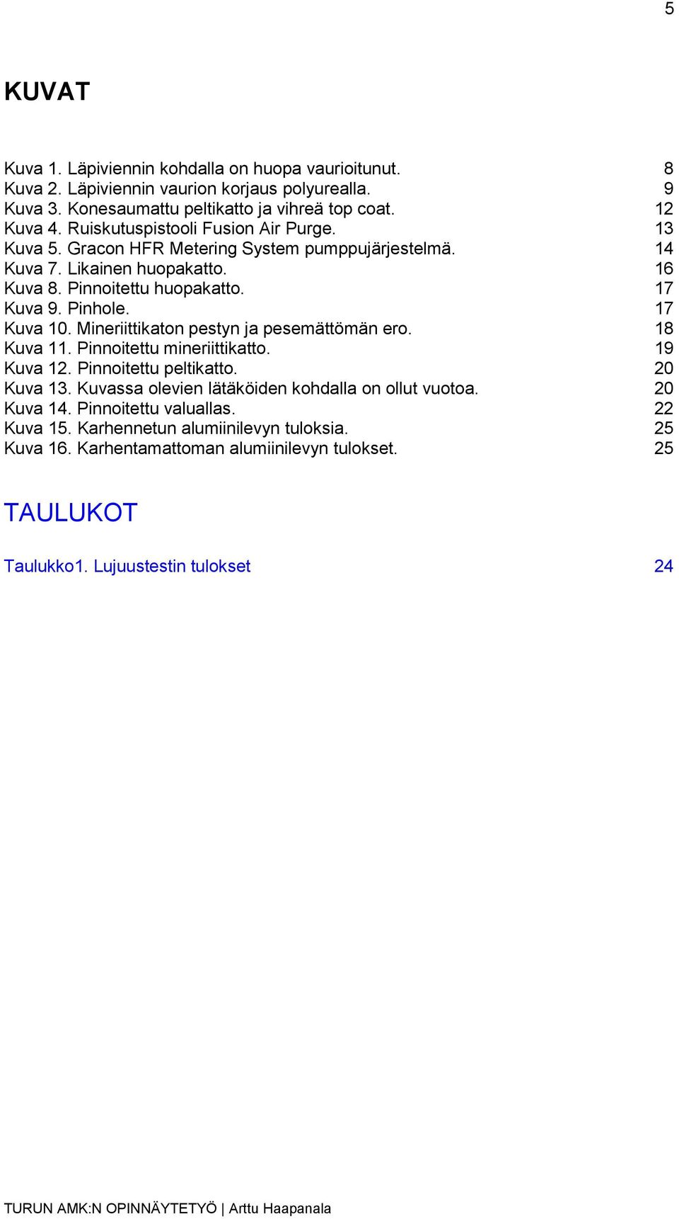 17 Kuva 10. Mineriittikaton pestyn ja pesemättömän ero. 18 Kuva 11. Pinnoitettu mineriittikatto. 19 Kuva 12. Pinnoitettu peltikatto. 20 Kuva 13.