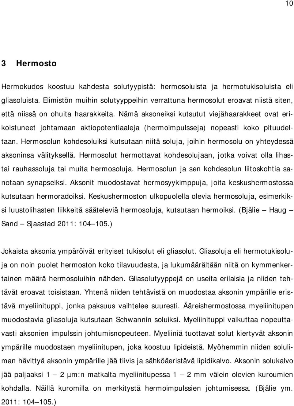 Nämä aksoneiksi kutsutut viejähaarakkeet ovat erikoistuneet johtamaan aktiopotentiaaleja (hermoimpulsseja) nopeasti koko pituudeltaan.