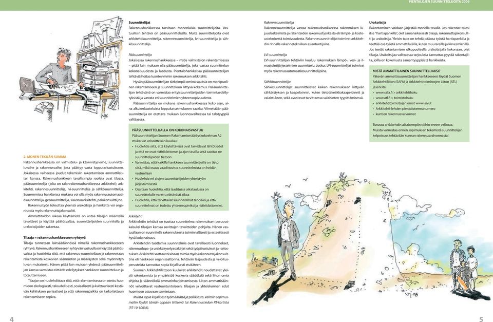 Rakennushankkeen tavallisimpia rooleja ovat tilaaja, pääsuunnittelija (joka on talonrakennushankkeessa arkkitehti); arkkitehti, rakennesuunnittelija, lvi-suunnittelija ja sähkösuunnittelija.