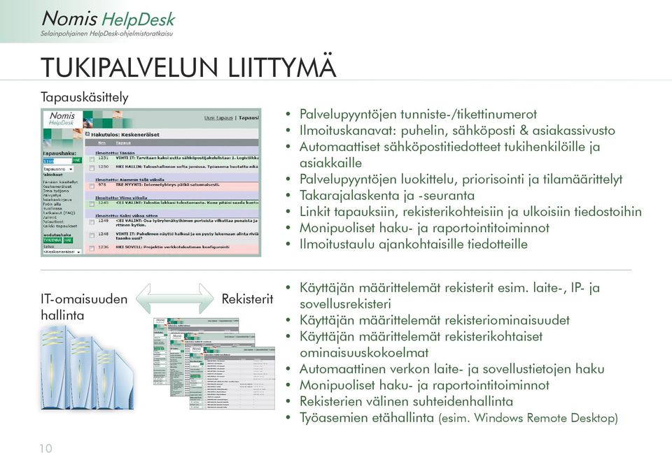 Ilmoitustaulu ajankohtaisille tiedotteille IT-omaisuuden hallinta 10 Rekisterit Käyttäjän määrittelemät rekisterit esim.