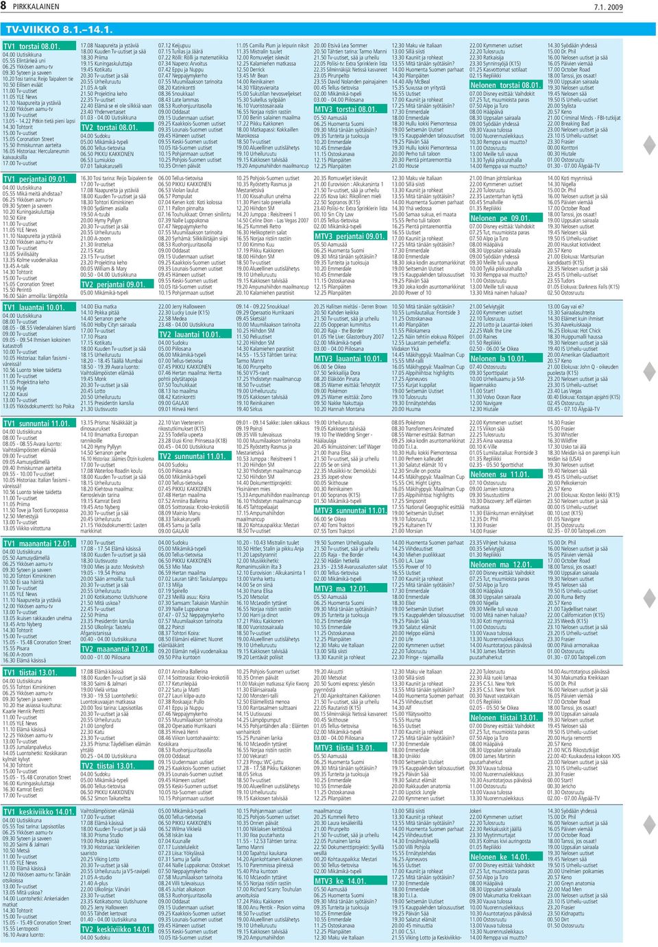 05 Historiaa: Herculaneumin kaivauksilla TV1 perjantai 09.01. 05.55 Mikä meitä ahdistaa? 06.25 Ykkösen aamu-tv 09.30 Syteen ja saveen 10.20 Kuningaskuluttaja 10.50 Kiire 11.05 YLE News 11.