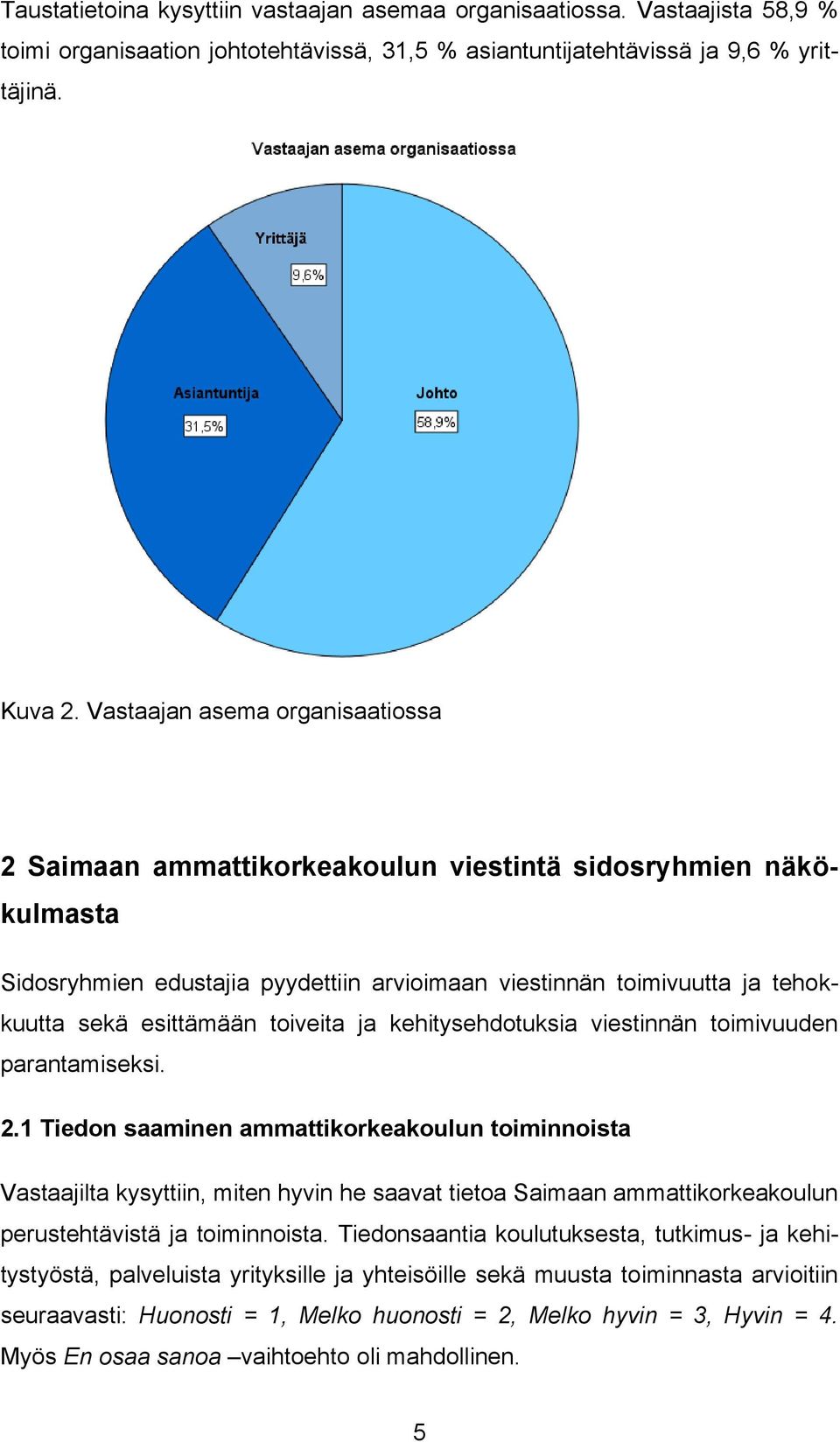 toiveita ja kehitysehdotuksia viestinnän toimivuuden parantamiseksi. 2.