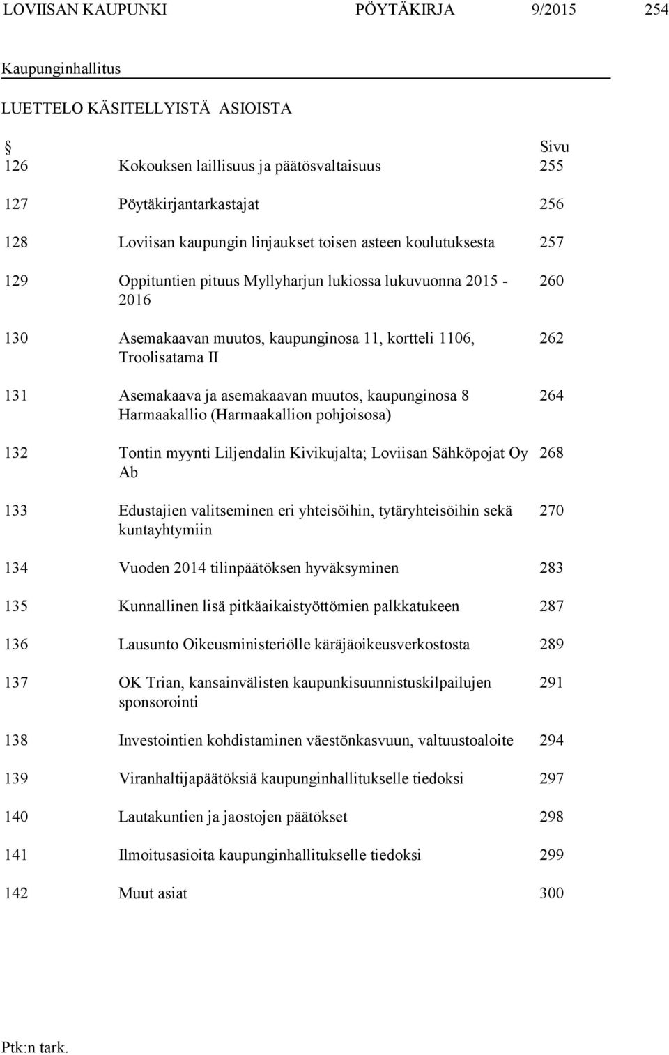 muutos, kaupunginosa 8 Harmaakallio (Harmaakallion pohjoisosa) 32 Tontin myynti Liljendalin Kivikujalta; Loviisan Sähköpojat Oy Ab 33 Edustajien valitseminen eri yhteisöihin, tytäryhteisöihin sekä