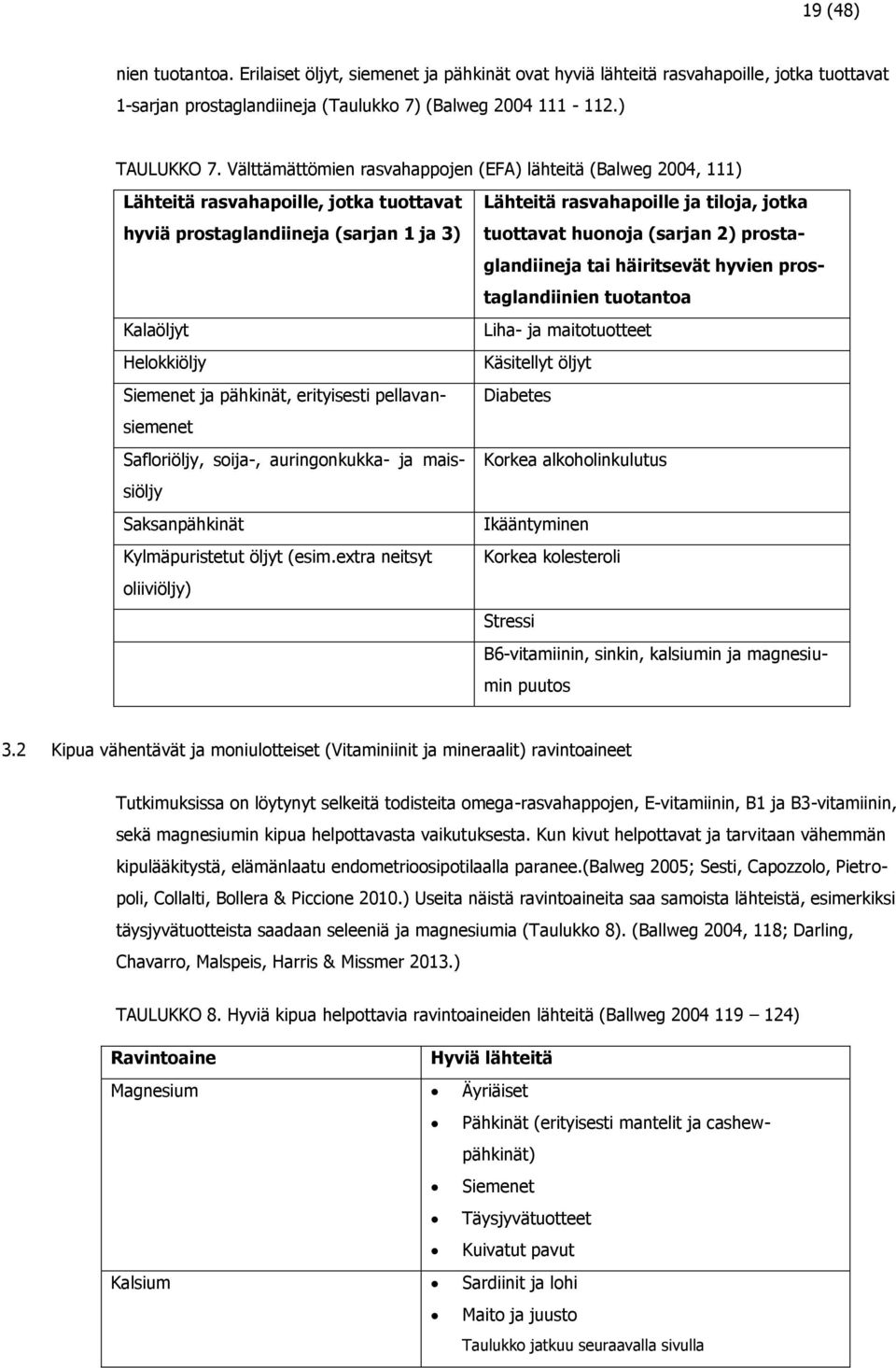 pellavansiemenet Safloriöljy, soija-, auringonkukka- ja maissiöljy Saksanpähkinät Kylmäpuristetut öljyt (esim.
