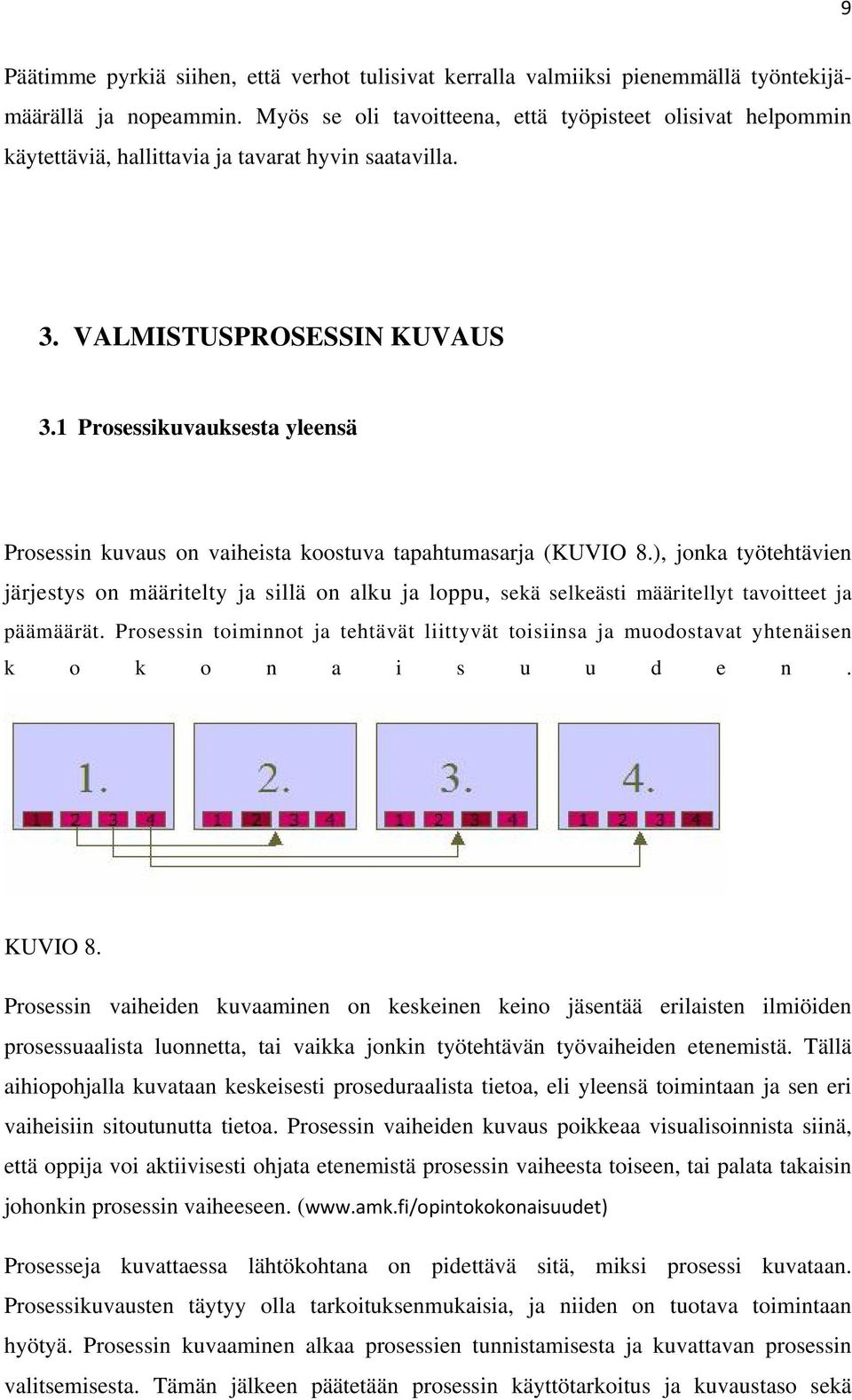 1 Prosessikuvauksesta yleensä Prosessin kuvaus on vaiheista koostuva tapahtumasarja (KUVIO 8.