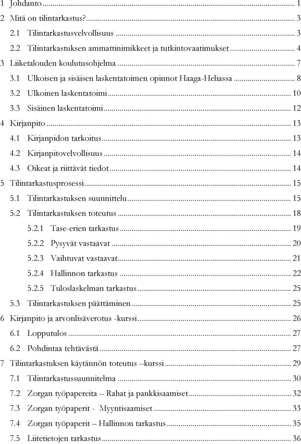 .. 14 4.3 Oikeat ja riittävät tiedot... 14 5 Tilintarkastusprosessi... 15 5.1 Tilintarkastuksen suunnittelu... 15 5.2 Tilintarkastuksen toteutus... 18 5.2.1 Tase-erien tarkastus... 19 5.2.2 Pysyvät vastaavat.