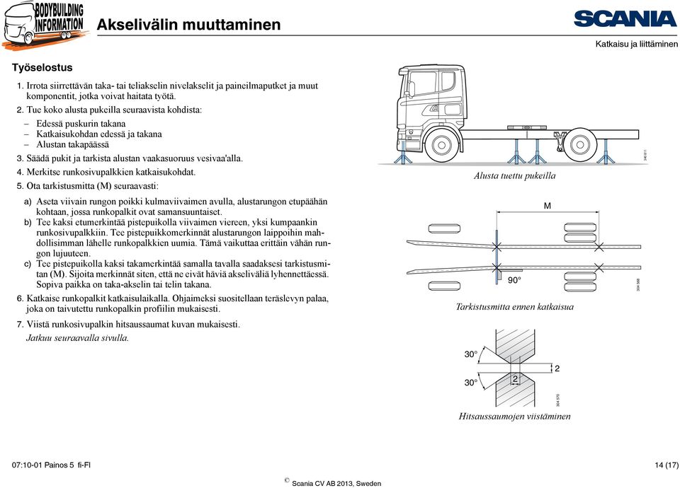 Merkitse runkosivupalkkien katkaisukohdat. 5.