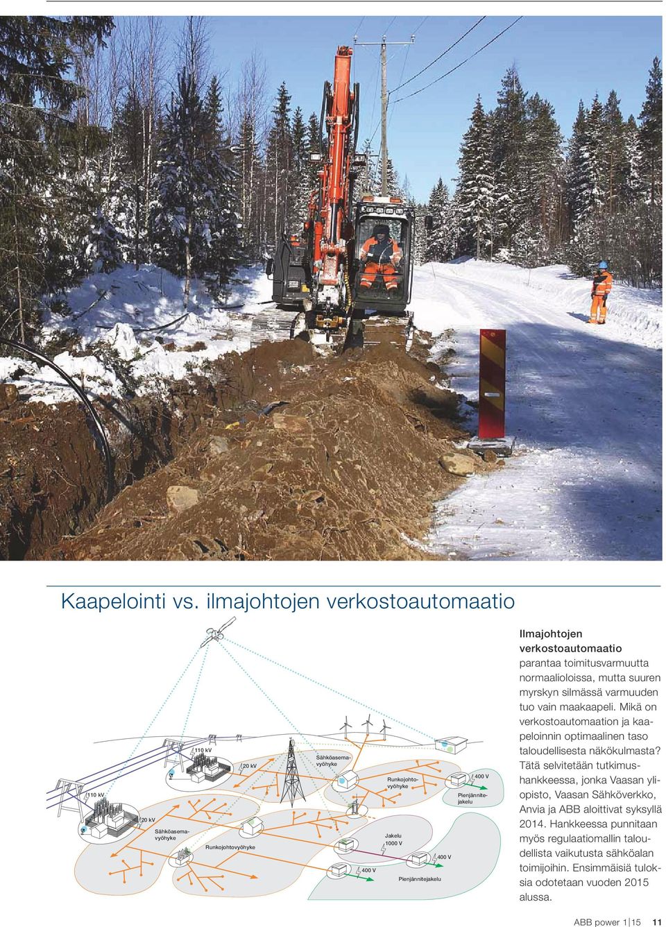 Sähköasemavyöhyke Jakelu 1000 V Pienjännitejakelu 400 V 400 V Ilmajohtojen verkostoautomaatio parantaa toimitusvarmuutta normaalioloissa, mutta suuren myrskyn silmässä varmuuden tuo vain