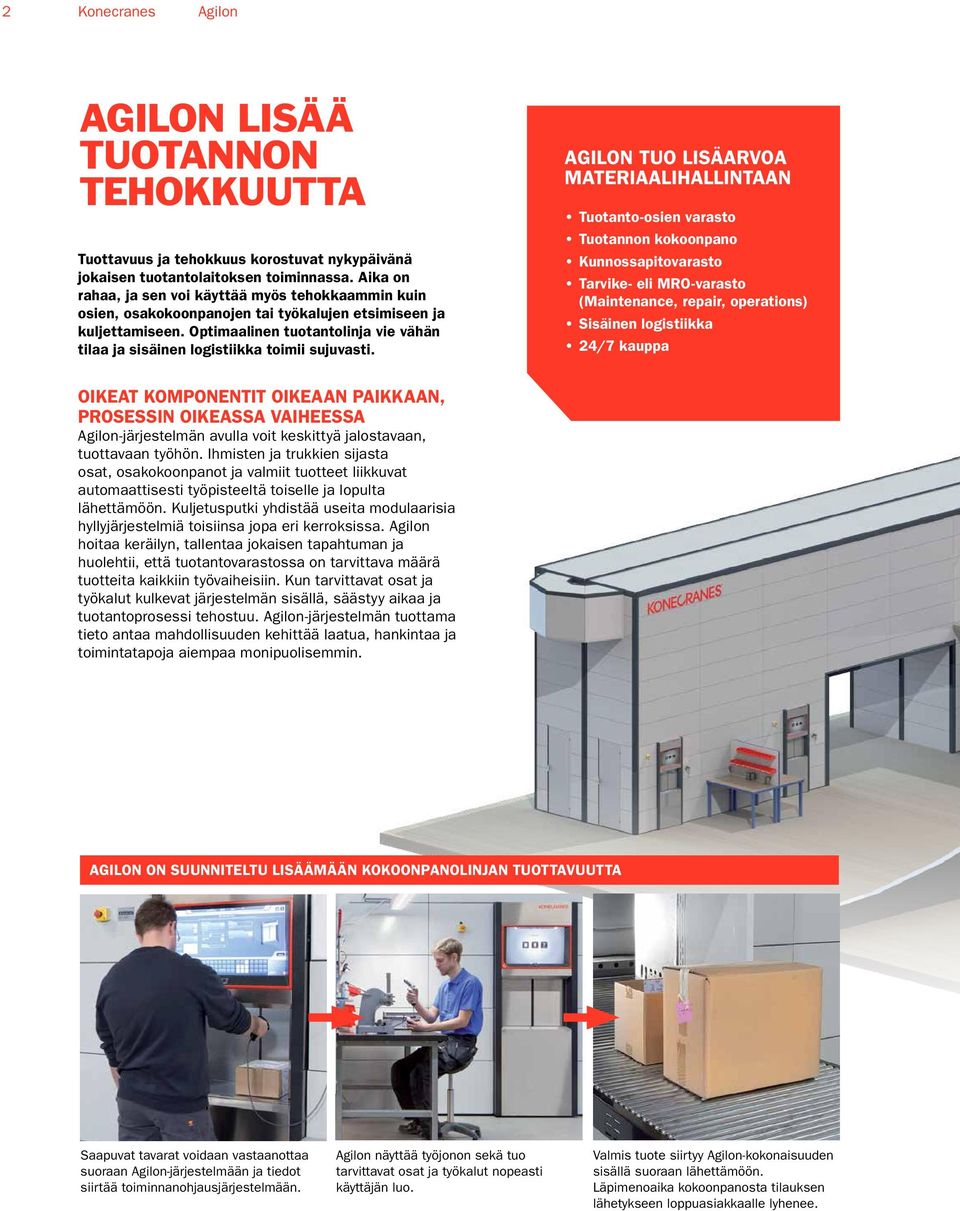 Optimaalinen tuotantolinja vie vähän tilaa ja sisäinen logistiikka toimii sujuvasti.