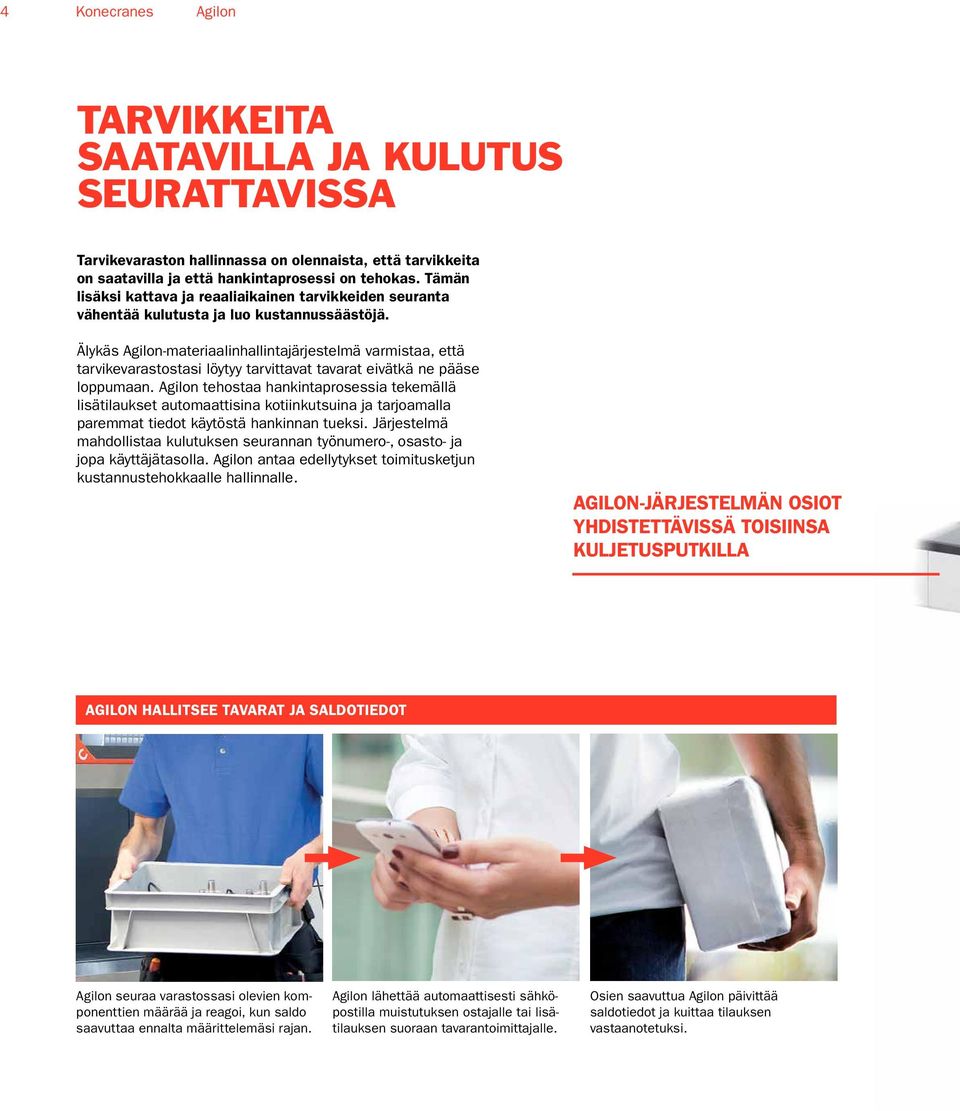 Älykäs Agilon-materiaalinhallintajärjestelmä varmistaa, että tarvikevarastostasi löytyy tarvittavat tavarat eivätkä ne pääse loppumaan.