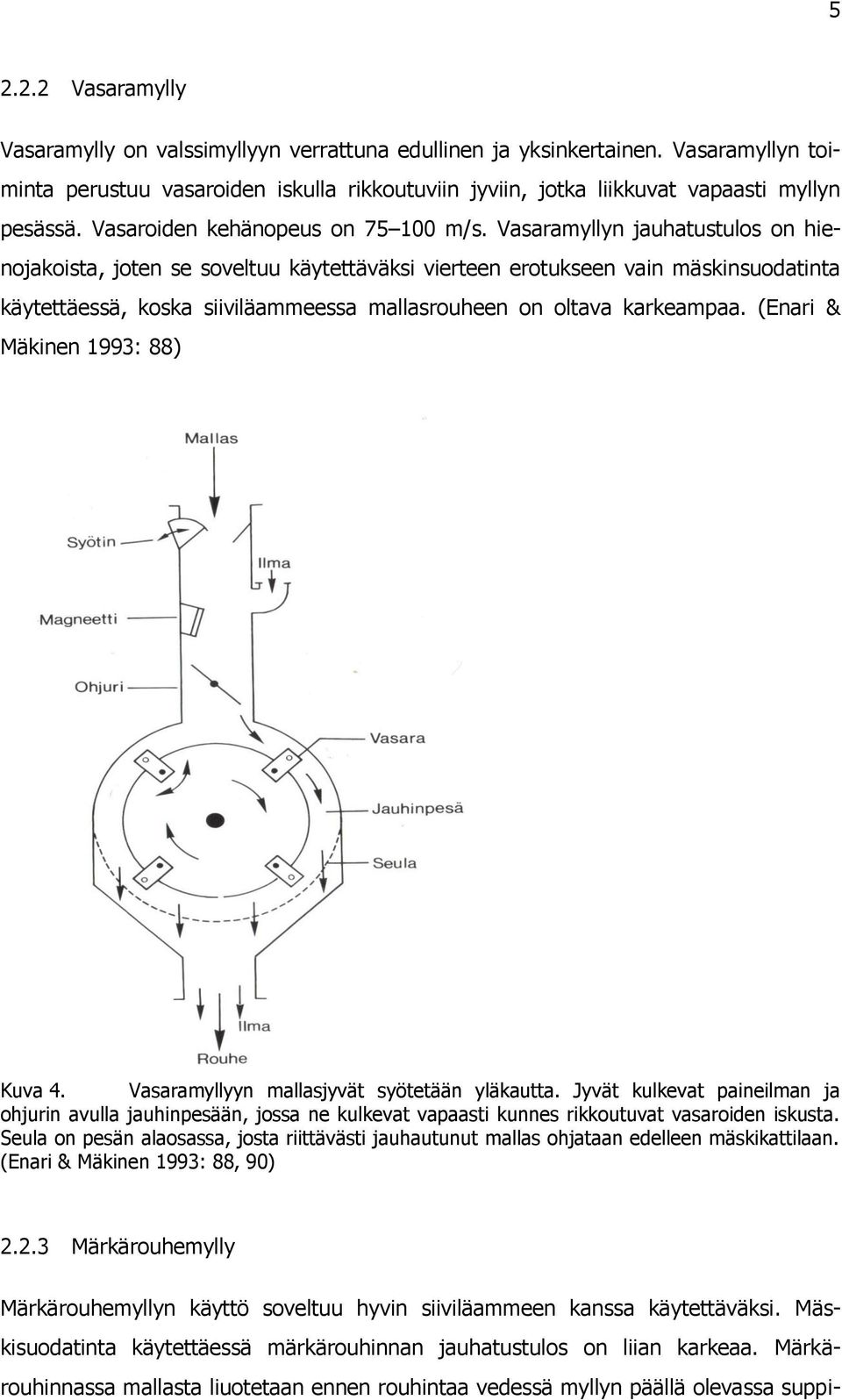 Vasaramyllyn jauhatustulos on hienojakoista, joten se soveltuu käytettäväksi vierteen erotukseen vain mäskinsuodatinta käytettäessä, koska siiviläammeessa mallasrouheen on oltava karkeampaa.