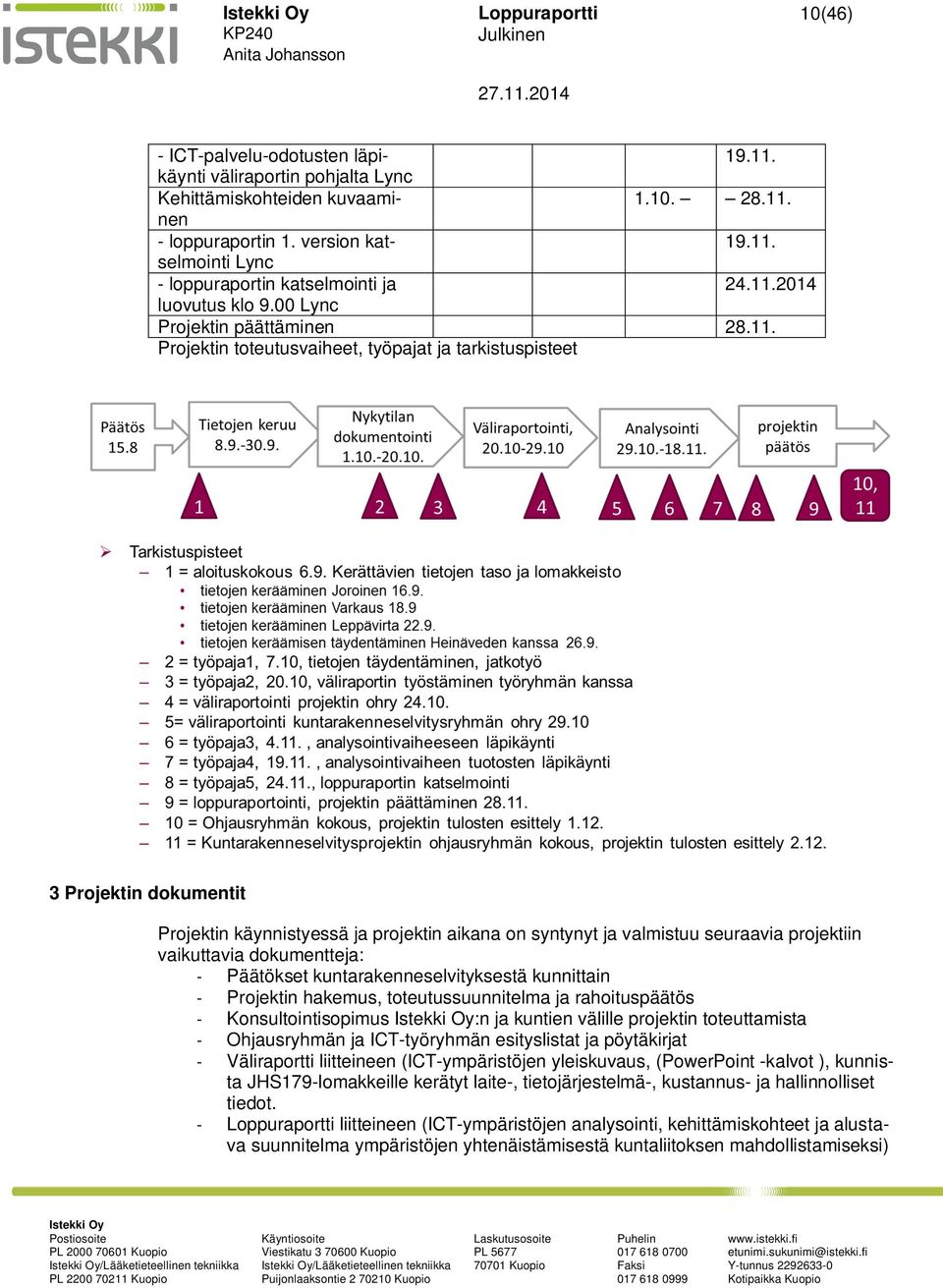 valmistuu seuraavia projektiin vaikuttavia dokumentteja: - Päätökset kuntarakenneselvityksestä kunnittain - Projektin hakemus, toteutussuunnitelma ja rahoituspäätös - Konsultointisopimus :n ja