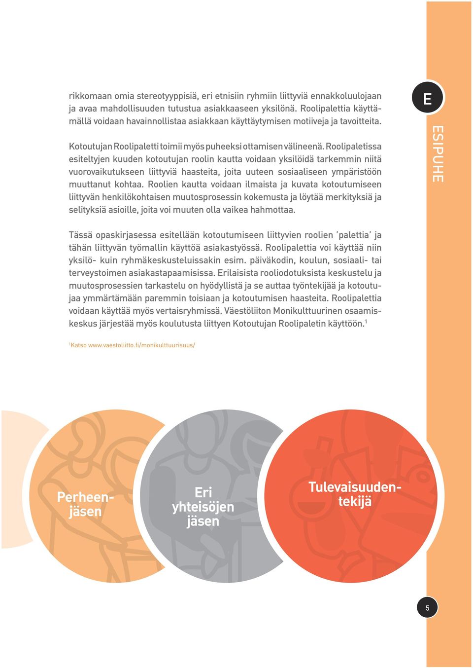 Roolipaletissa esiteltyjen kuuden kotoutujan roolin kautta voidaan yksilöidä tarkemmin niitä vuorovaikutukseen liittyviä haasteita, joita uuteen sosiaaliseen ympäristöön muuttanut kohtaa.