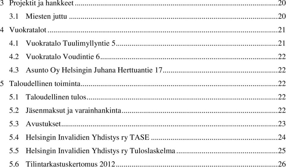 .. 22 5.2 Jäsenmaksut ja varainhankinta... 22 5.3 Avustukset... 23 5.4 Helsingin Invalidien Yhdistys ry TASE... 24 5.