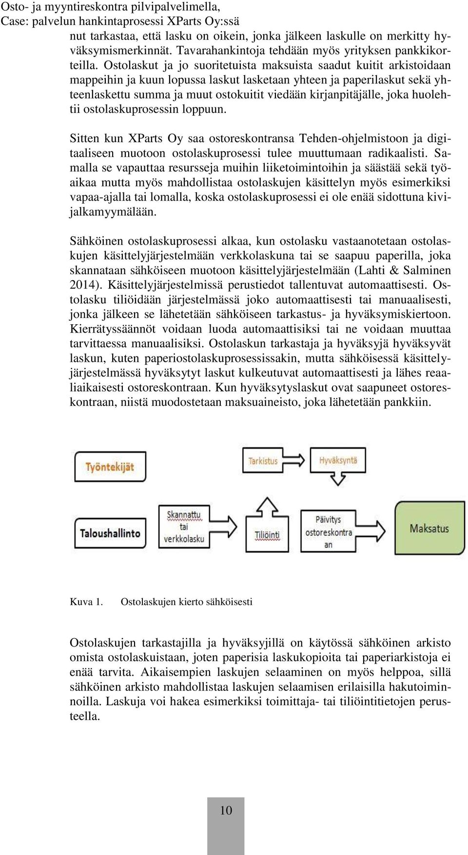 kirjanpitäjälle, joka huolehtii ostolaskuprosessin loppuun. Sitten kun XParts Oy saa ostoreskontransa Tehden-ohjelmistoon ja digitaaliseen muotoon ostolaskuprosessi tulee muuttumaan radikaalisti.